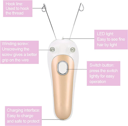 Electric Facial Threading Epilator for Women – Portable Facial Hair Remover