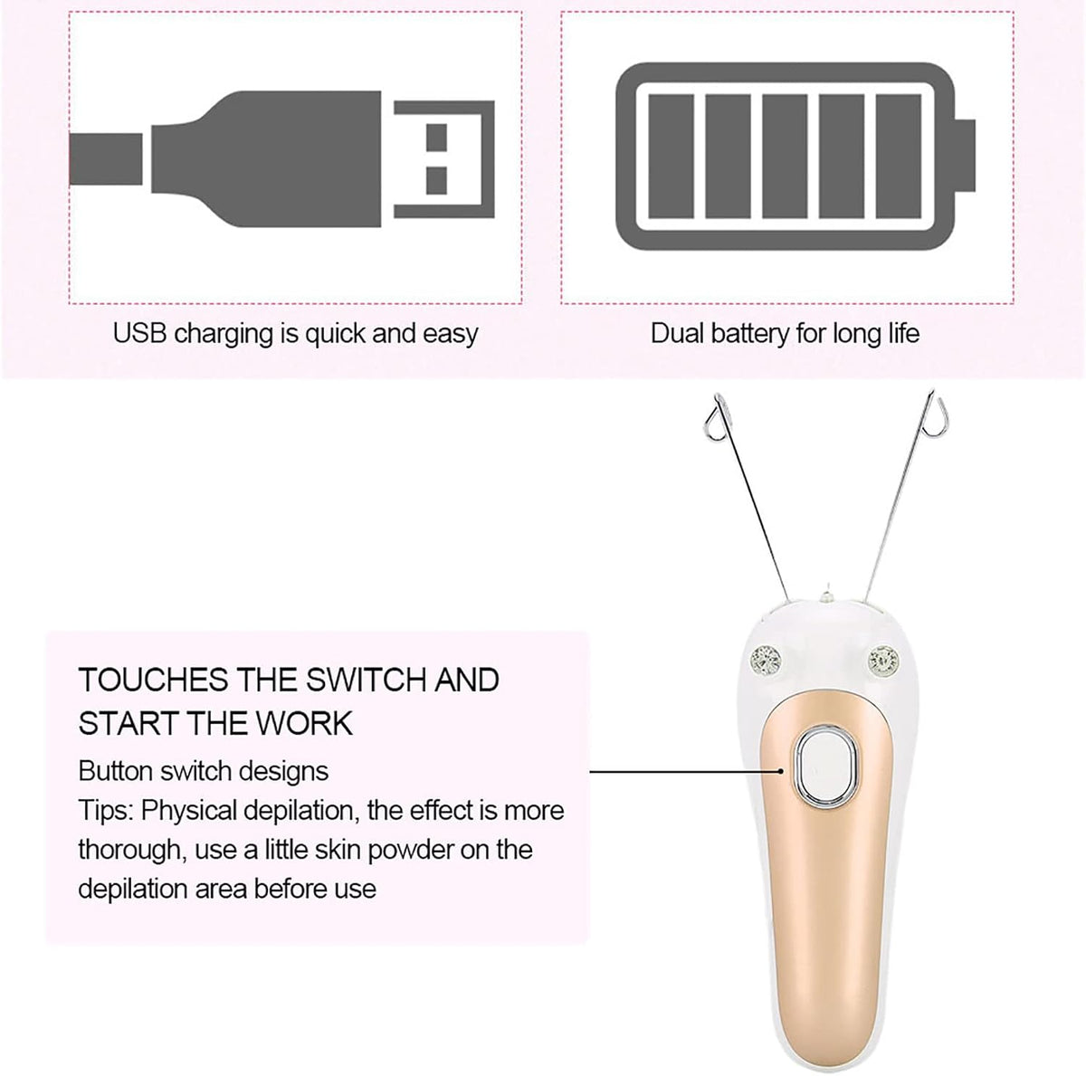 Electric Facial Threading Epilator for Women – Portable Facial Hair Remover