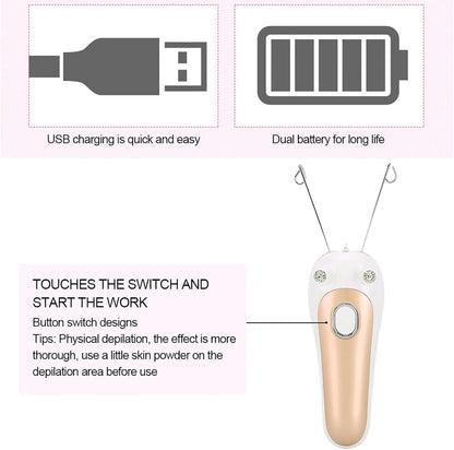 Electric Facial Threading Epilator for Women – Portable Facial Hair Remover