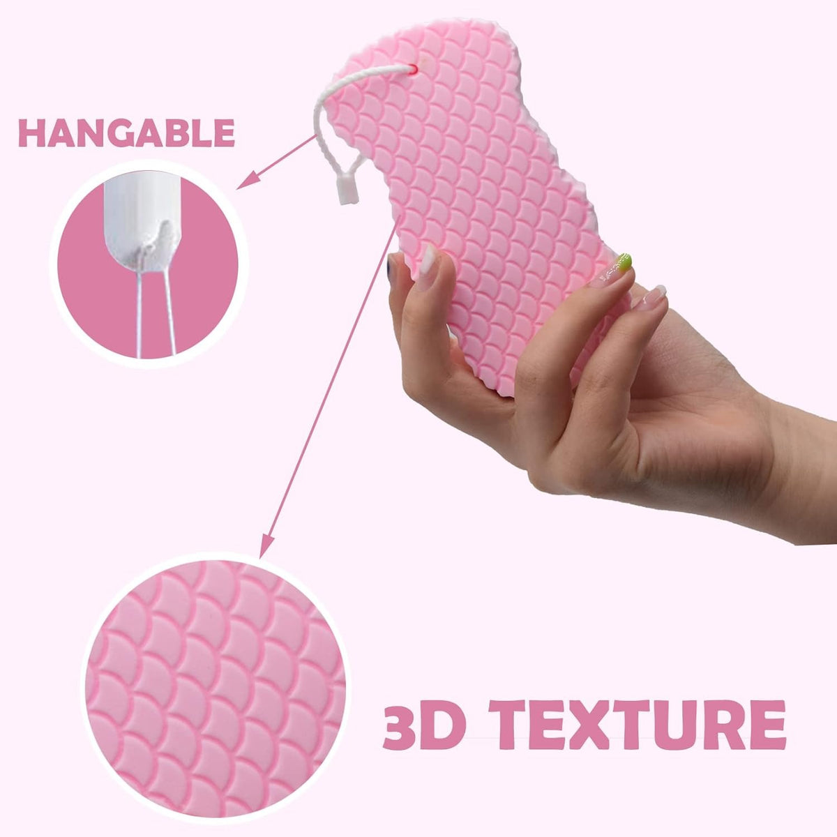 Exfoliating Bath Sponge with Hanging Loop – Textured Body Scrubber for Shower & Bath
