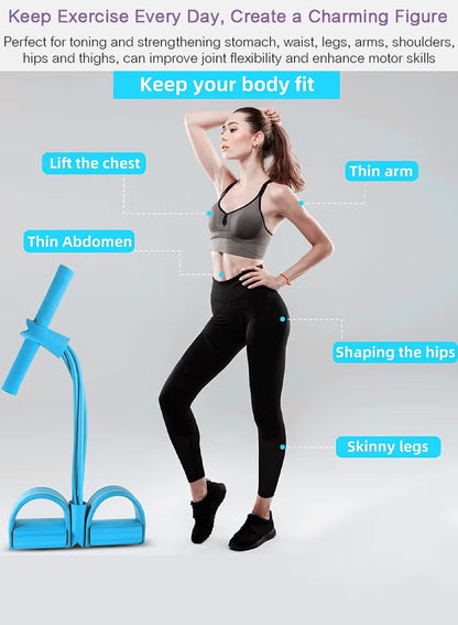 Full Body Resistance Band Exercise Trainer with Foot Pedals & Handles