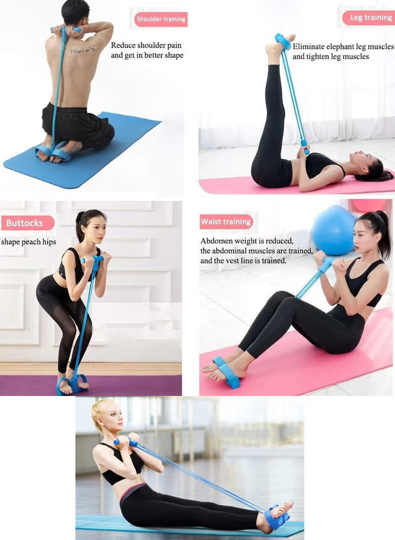 Full Body Resistance Band Exercise Trainer with Foot Pedals & Handles
