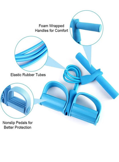 Full Body Resistance Band Exercise Trainer with Foot Pedals & Handles