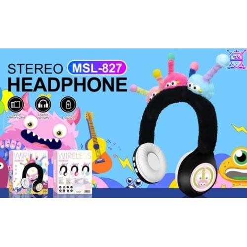 Kids Wireless Bluetooth Headphones with Cute Fur Horn Design – Colorful Foldable Headset