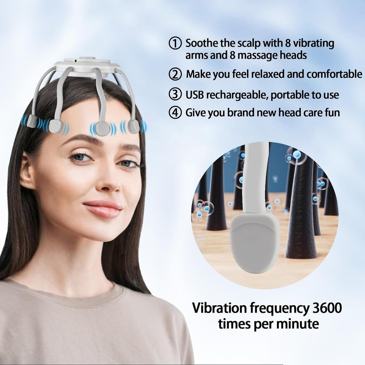 Electric Scalp Massager with 8 Contact Points – Head & Scalp Massage Relaxation Tool