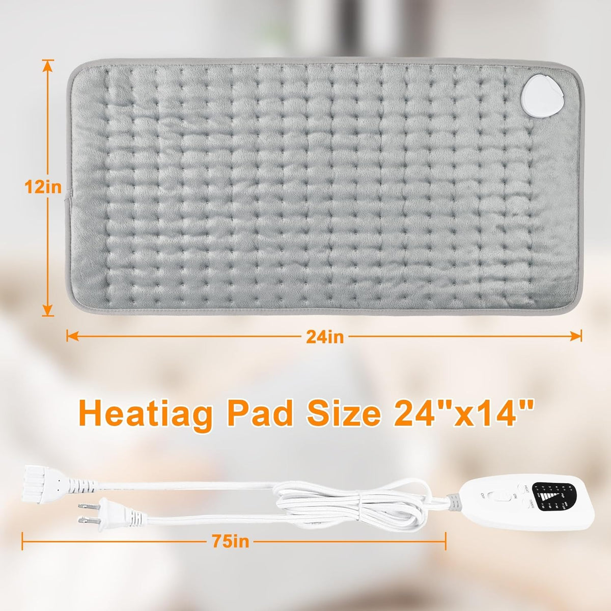 Electric Heating Pad with Adjustable Heat Control – Soft Full-Body Heating Mat for Home & Office