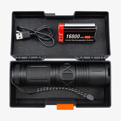 High Power Rechargeable LED Flashlight Kit | Tactical Torch with 16800mAh Battery & Carrying Case