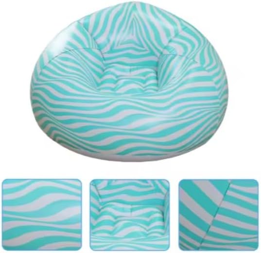 Inflatable Zebra Print Bean Bag Sofa | Round Air-Filled Lounge Chair in 4 Colors