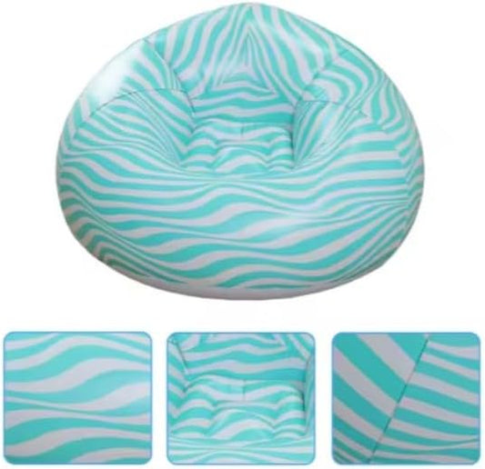 Inflatable Zebra Print Bean Bag Sofa | Round Air-Filled Lounge Chair in 4 Colors