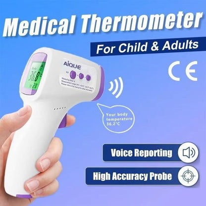 Non-Contact Infrared Forehead Thermometer with Voice Reporting for Children & Adults