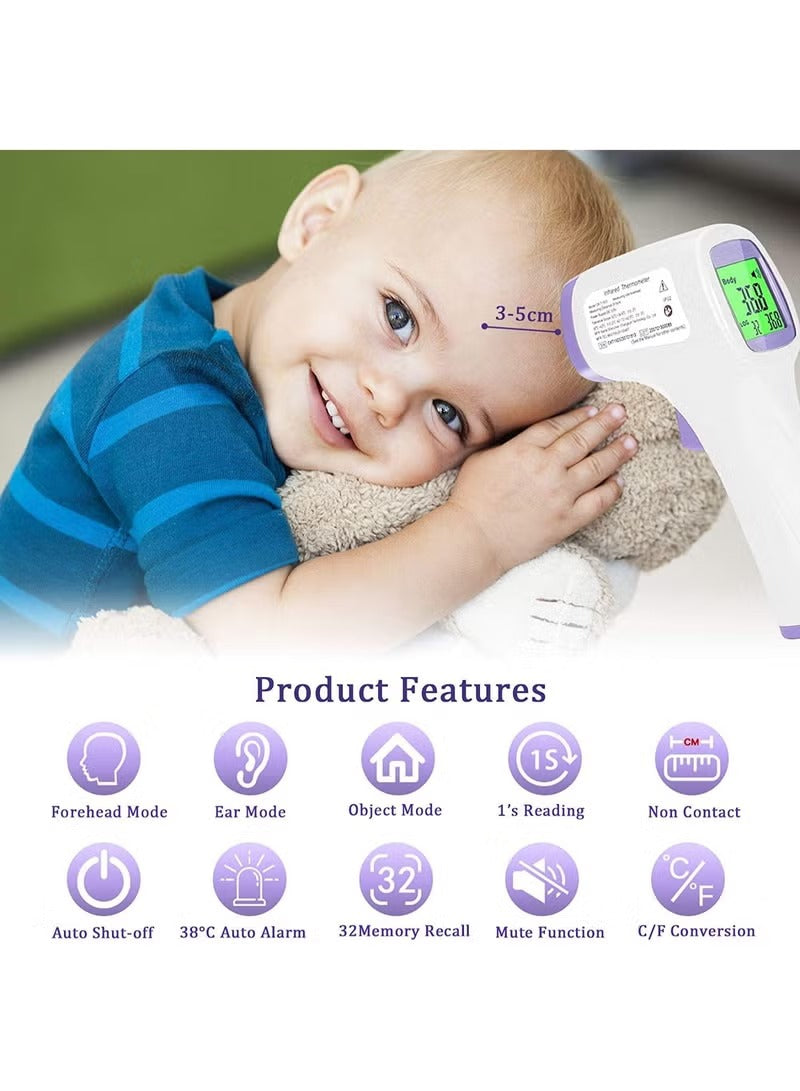 Non-Contact Infrared Forehead Thermometer with Voice Reporting for Children & Adults