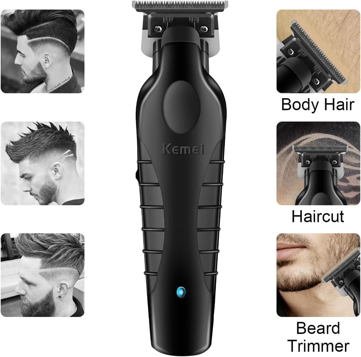 Kemei Professional Men’s Hair & Beard Trimmer – Precision T-Blade Grooming Clipper