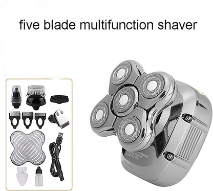 Laichy L-803 5-in-1 Professional Men’s Electric Shaver – 5 Rotary Heads with Grooming Attachments