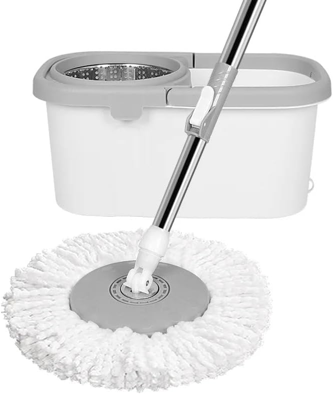 360° Spin Mop and Bucket Set | Microfiber Mop with Telescopic Handle & Self-Wringing Basin