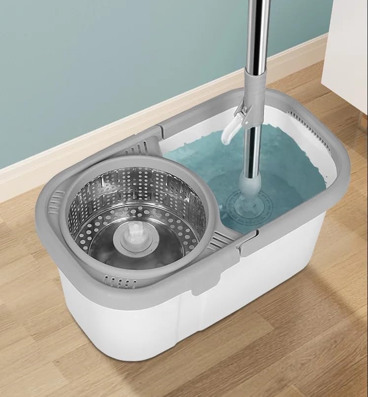 360° Spin Mop and Bucket Set | Microfiber Mop with Telescopic Handle & Self-Wringing Basin