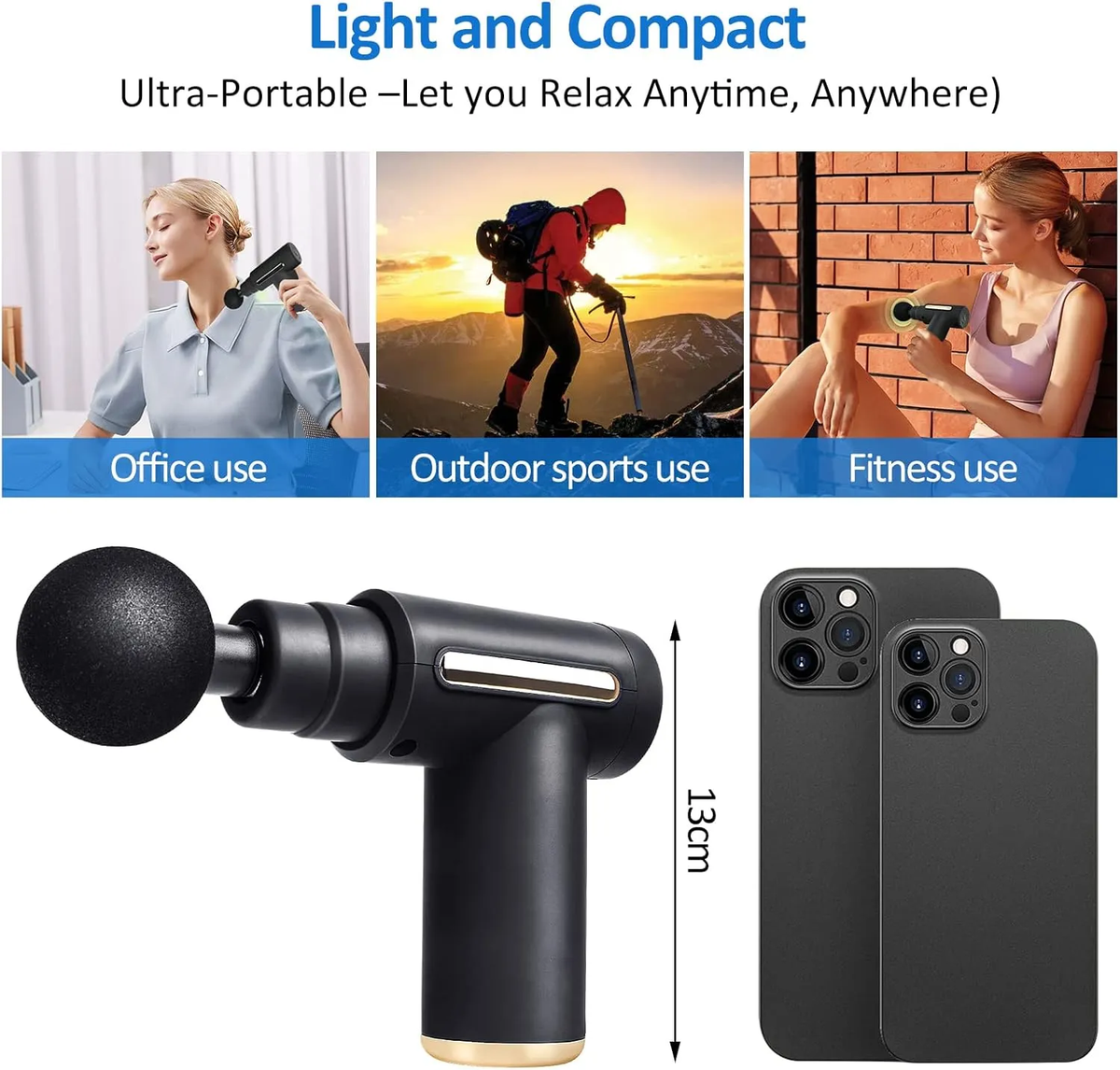 Mini Massage Gun with 4 Massage Heads – Portable Handheld Muscle Massager