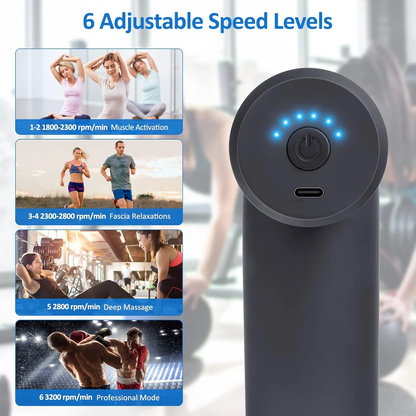 Mini Massage Gun with 4 Massage Heads – Portable Handheld Muscle Massager