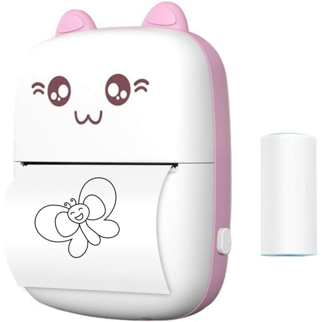 Mini Portable Thermal Printer for Kids & Everyday Printing | Cute Cat Design