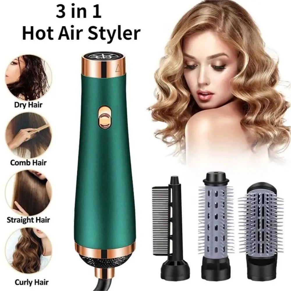 3-in-1 Hot Air Hair Styler with Interchangeable Brush Attachments