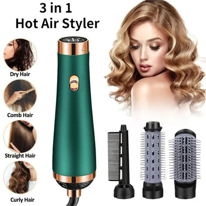 3-in-1 Hot Air Hair Styler with Interchangeable Brush Attachments