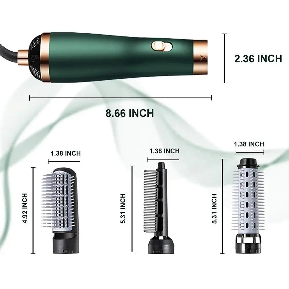 3-in-1 Hot Air Hair Styler with Interchangeable Brush Attachments
