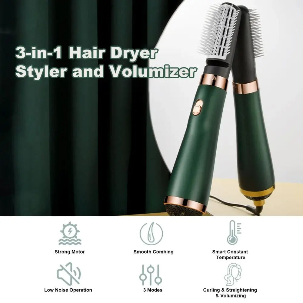 3-in-1 Hot Air Hair Styler with Interchangeable Brush Attachments