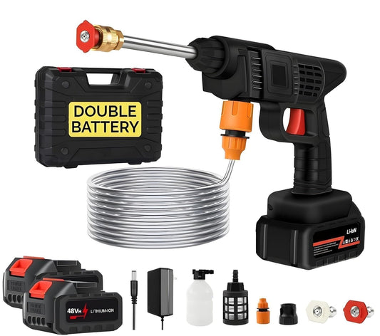 48V Cordless Pressure Washer with Double Battery | Portable Car & Outdoor Cleaning Kit
