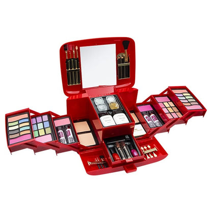 Portable Makeup Kit with Mirror & Cosmetic Organizer – Multi-Compartment Beauty Case