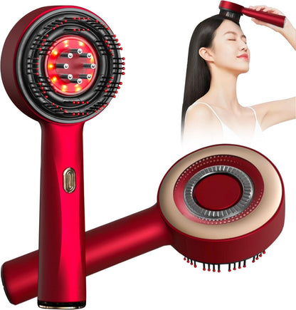 Electric Scalp Massager & Hair Washing Brush – Red Handheld Head Massage Brush