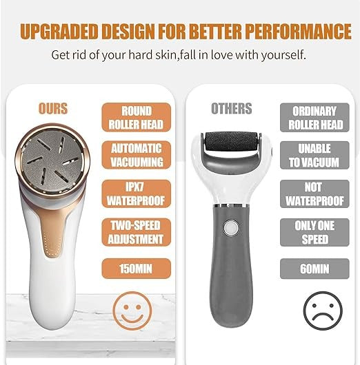 Electric Foot File with 3 Roller Heads – Vacuum Callus & Dead Skin Remover