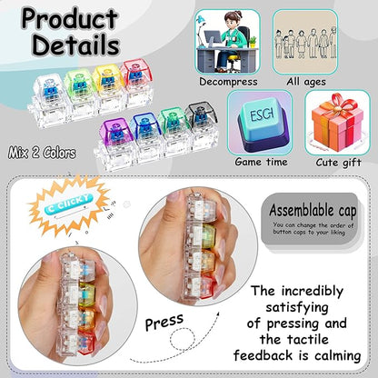 Mini Fidget Button Keychain – Colorful Stress Relief Push Toy for Kids & Adults