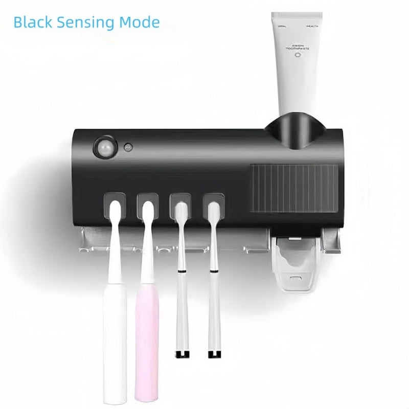 Wall-Mounted Toothbrush Holder with Automatic Toothpaste Squeezer & UV Sterilizer