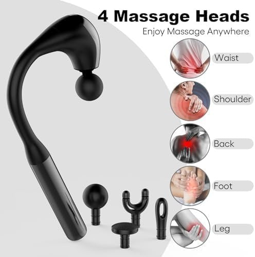 U-Shaped Electric Massage Gun with Multiple Massage Heads – Neck, Shoulder & Body Massager