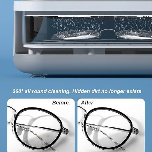 Ultrasonic Glasses Cleaner with Cleaning Tank – Compact Cleaning Machine for Eyeglasses, Watches & Small Accessories