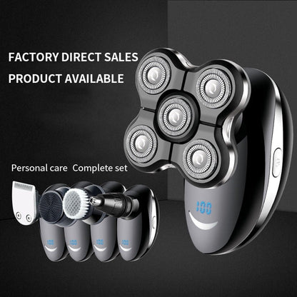 5D Floating Head Shaver for Men – Waterproof Electric Rotary Shaver with LED Battery Display & 2-Speed Control
