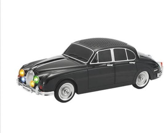 Retro Classic Car Wireless Speaker – Vintage Black Car Design with LED Lights