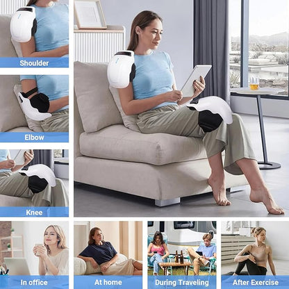 Wireless Knee Massager with Heat & Vibration – Adjustable Cordless Leg Massage Wrap