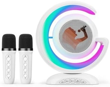 Wireless Karaoke Speaker with RGB Ring Light & 2 Microphones – Bluetooth Music & Singing System